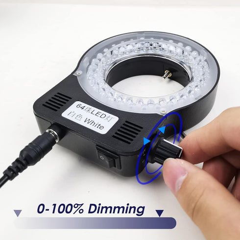 Light Microscope LED Ring Illuminator, Adjustable 64 LEDs Ring Light for Industry Monocular Binocular Trinocular Lab Stereo Microscope & Camera...