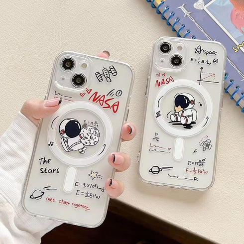 MagSafe Case for iPhone 12 Pro Max with Astronauts Moon Design,Magnetic Wireless Charging Clear Transparent TPU Phone Case Cover for iPhone 12 Pro...