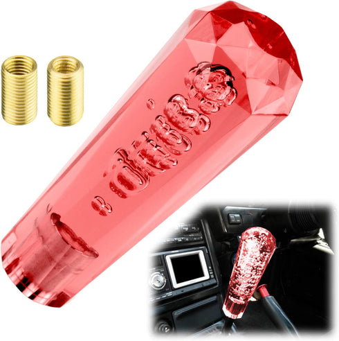 EZAUTOWRAP Shift Knob Stick Crystal Transparent Bubble Red Throw Gear Shifter 15cm...