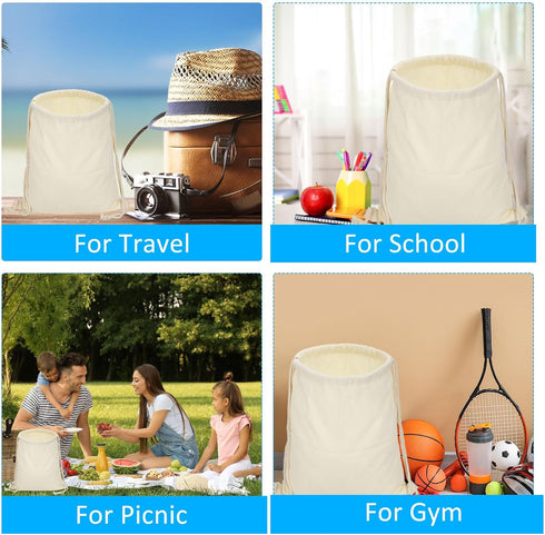 PATIKIL Cotton Drawstring Bags, Cotton Drawstring Backpack Foldable Sports Gym Bags for Women Men Gym Sports Trip, Brown...