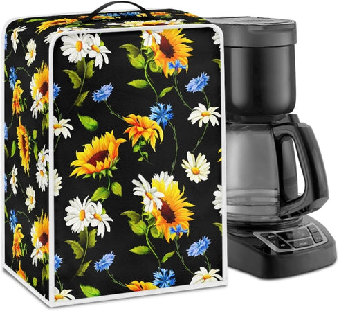 Sunflower Daisy Coffee Maker Cover with Top Handle Polyester Dustproof Stand Mixer Cover Home Kitchen Appliance Accessories, Fits Most Kitchen App...