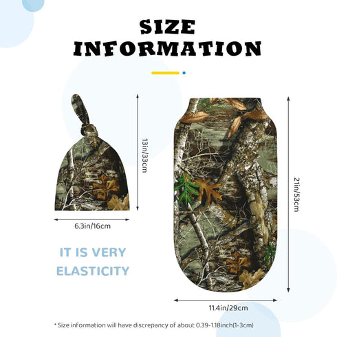 Autumn Hunting Tree Camo Baby Newborn Swaddle Blanket with Beanie Hat Set, 100% Cotton Receiving Blankets Sleep Sack for Boy & Girl Newborn Shower...