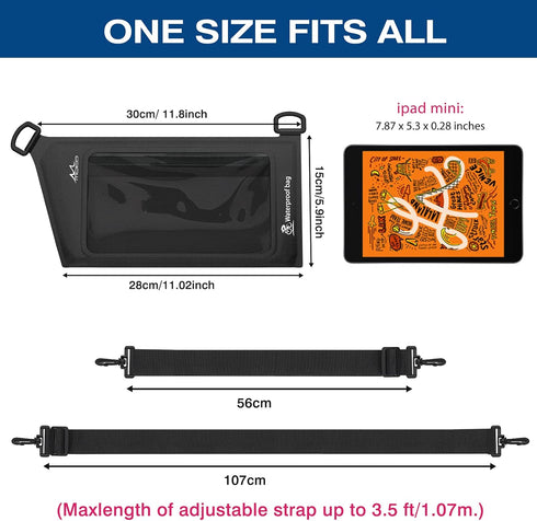 MoKo Waterproof Phone Pouch Wallet Bag, IPX8 Adjustable Sling Chest Crossbody Bag for Men Women Nylon Water-Resistant Dry Bag Case for Water Sport...