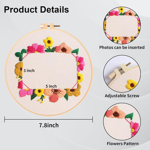 Nuberlic Embroidery Kit for Beginner Adults Starters, Stamped Cross Stitch Gift, Pre-printed DIY Funny Photo Frame Needlepoint Kit, Include Embroi...
