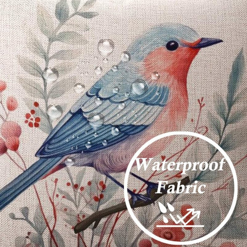 HOSTECCO Bird Floral Throw Pillow Covers 16x16 inch Set of 4 Waterproof Outdoor Pillow Cases Farmhouse Decorative Cushion Covers for Sofa Couch......