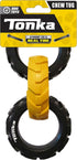 Tonka Rubber 3-Ring Tug Dog Toy, Lightweight, Durable and Water Resistant, 7.5 Inches, for Medium/Large Breeds, Single Unit, Yellow/Black...