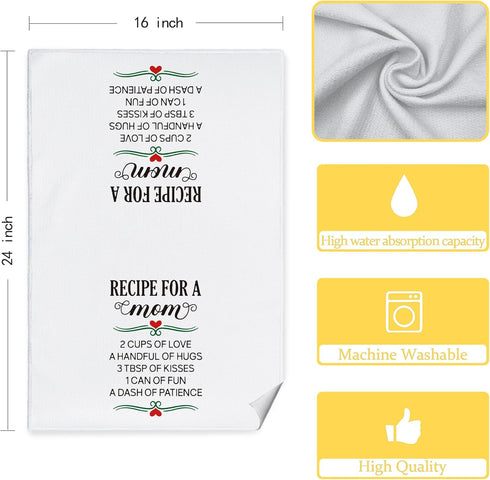 Recipe for a Special Mom Funny Kitchen Towels Set of 2, Mom Gifts, for Mom, Mom Gifts from Daughter Son, Best Mom Gifts, Mom Birthday Gifts, 16x24...
