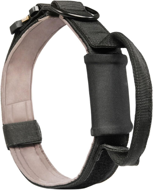 Dog Collar Tactical with Airtag Universal Holder, Pet Collar with Handle and Heavy Duty Metal Buckle for Medium and Large Dogs (L)...