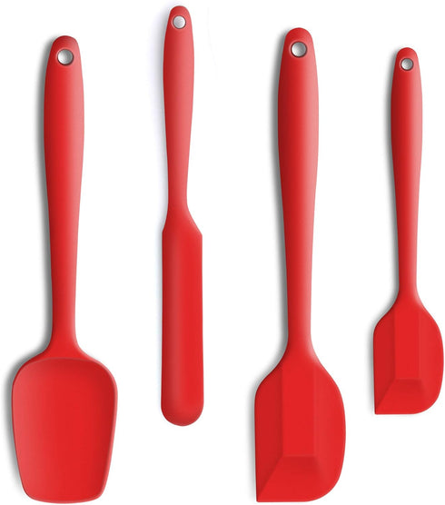 4 Piece Silicone Spatula Set, Flexible Heat Resistant Non-scratch Baking Cooking Rubber Spatulas with Stainless Steel Core, Red...