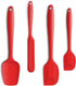 4 Piece Silicone Spatula Set, Flexible Heat Resistant Non-scratch Baking Cooking Rubber Spatulas with Stainless Steel Core, Red...