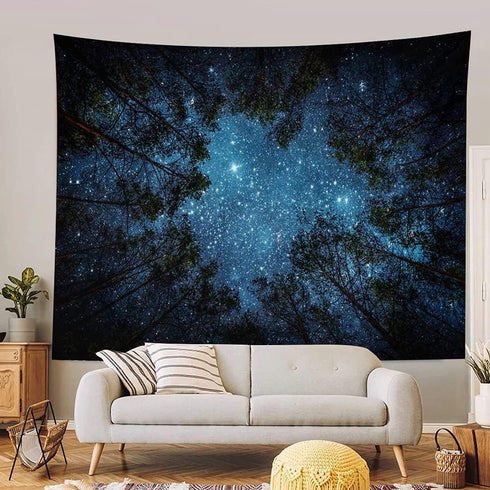 Llamazing Forest Tapestry Home Decor Landscape Tapestry Living Room Bedroom Decoration Tapestry Magic Tapestry Curtain (Looking Up at The Stars, 9...