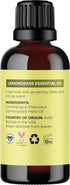 Pure Refreshing Lemongrass Essential Oil - Aromatherapy Lemongrass Oil for Hair Nails and Skin plus Potent Natural Aromatic Essential Oil for Diff...