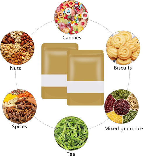 50 pcs Brown Smell Proof Bags 3.9x5.9 In Resealable Stand Up Food Storage Bags with Window Matte Foil Sealable Bags Pouches for Candy Coffee Sampl...