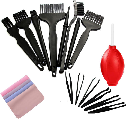 Small Anti Static ESD Safe Cleaning Dust Brush Kit for Phone Computer Keyboard Laptop Screen Camera Lens,ESD Precision Plastic Tweezers Set,Microf...