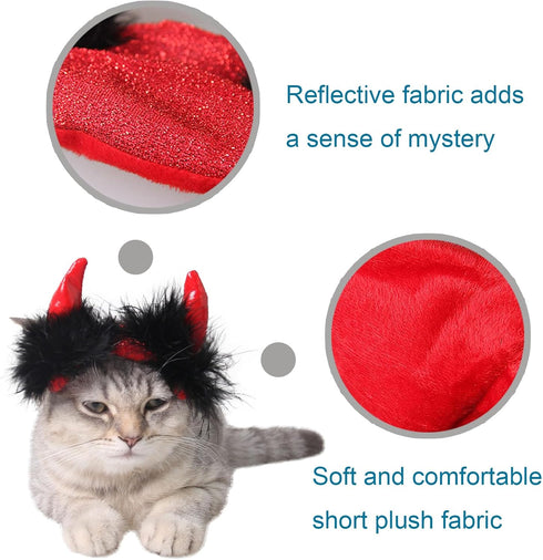 Pet Halloween Headband, Adjustable Devil Horn Hat for Dogs, Cat Halloween Costume Headwear Accessories, Pet Demon Headgear Cosplay for Puppy Kitte...