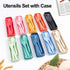 Reusable Travel Utensils Set with Case, 5 Sets Wheat Straw Portable Plastic Fork Spoons Knife Camping Cutlery, Eco-Friendly BPA Free Lunch Tablewa...