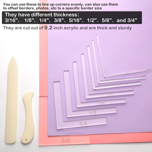 10 Pieces Creative Positioning Pieces Card Corners Helpers with Bone Folder Tool Stamping Corners Paper Craft Supplies Scrapbooking Tools for Pape...