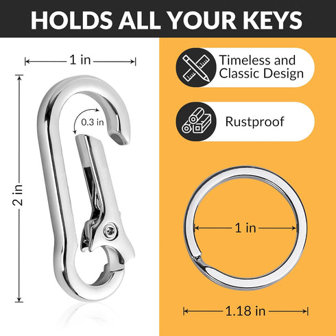Key Ring Keychain Keyrings Key Chain Holder Clip Key Organizer Key Chain Ring for Men and Women, 3 Pack, Silver...