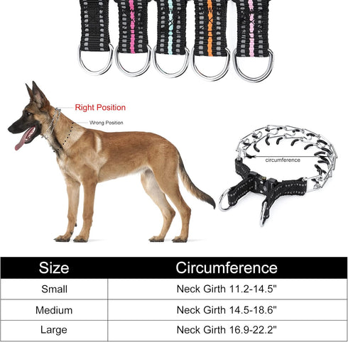 Prong Collar for Dogs Adjustable No Pull Dog Choke Pinch Training Collar with Comfortable Rubber Tip for Small Medium Large Dogs (Medium, Pink)...