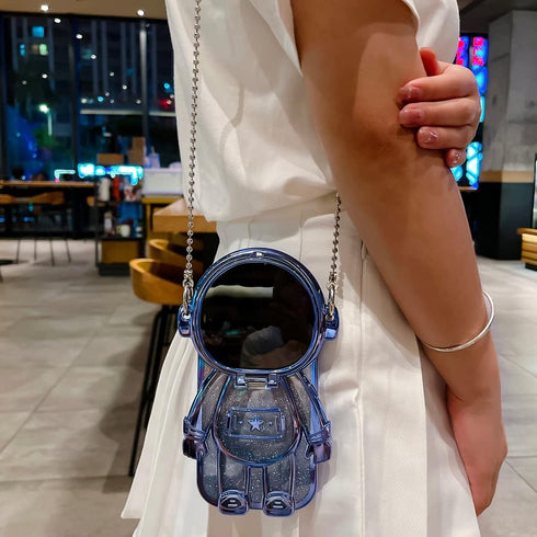 Astronaut Hidden Stand Phone Case for iPhone 13,Cute 3D Astronaut Lens Camera Protection Kickstand Luxury Glitter Bling Soft TPU Protector with Mi...