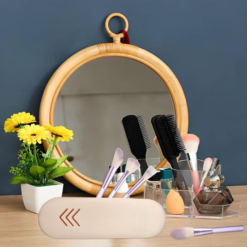 Silicone Makeup Brush Holder, Large Capacity Makeup Brush Bag, Portable Travel Cosmetic Brush Bag for Travel and Daily, Upgraded version (Striped ...