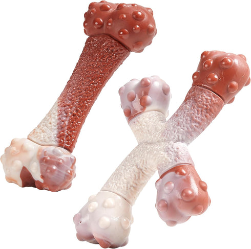 Dog Chew Toys for Aggressive Chewers Medium/Large Breed,Bacon Flavor,Tough Bones with Nylon(2 Pack)...