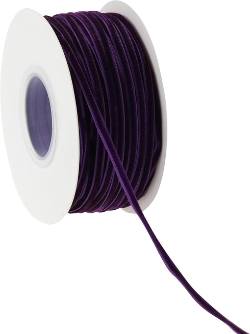 Purple Velvet Ribbon 1/8" Thin Purple Halloween Ribbon Vintage Velvet Ribbon Narrow Purple Ribbon 1/8" for Wedding Invitations, Crafts, Gift Wrapp...