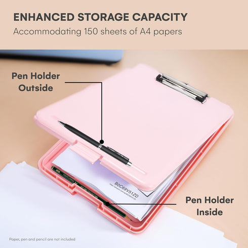 Flybold Pink Clipboard with Storage - Smooth, Sturdy and Durable Clipboard - Versatile Storage Space - Unique Design, Safe and Easy to Use - 13.3x...