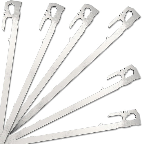 Camping Tent Stakes - Heavy Duty Tent Pegs Outdoor, Metal Tarp Spikes and Inflatable Tent Pole Pins 6 Pack...