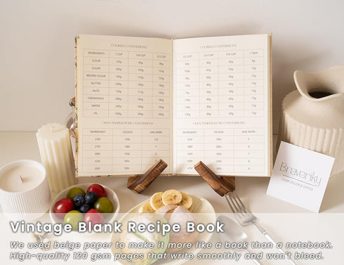 Blank Recipe Book with Waterproof Hardcover, Recipe Book to Write in Your Own Recipes, 70+ Empty Family Recipe Book, Recipe Notebook, Green...