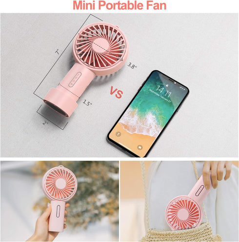 IPOW Mini Handheld Fan Personal Portable Fan 3 Speed Adjustable Angle Removable Base Lanyard USB Recharging Battery Operated Small Desk Cooling Fa...
