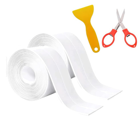 White Caulk Tape, 2 Pack Waterproof Sealant for Kitchen, Bathroom, and DIY Projects - Seamless Sealing, Watertight, Easy to Apply,Long-Lasting...