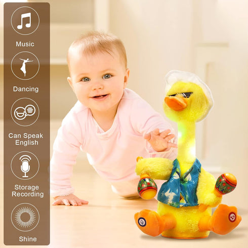 Emoin Dancing Duck Toys,Talking+Singing+Dancing+Recording+Glowing Duck Toy,Mimicking Toy Repeats What You Say Interactive Plush Toy, Glowing Duck ...