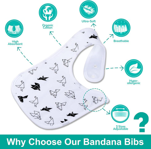 Baby Bibs Soft and Absorbent Organic Cotton Bandana Drool Bibs Set for Boys Girls Newborn 0-36 Months...