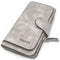 Soft PU Leather Trifold Women's Fashion Wallets Card, Coin Organizer Buckle Opening Lady Clutch (Gray)...