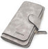 Soft PU Leather Trifold Women's Fashion Wallets Card, Coin Organizer Buckle Opening Lady Clutch (Gray)...
