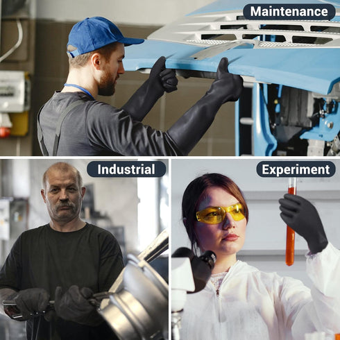 Thick Chemical Resistant Rubber Gloves, Waterproof Cleaning Protective Heavy Duty Gloves, 18" Black Safety Work Gloves, Acid/Alkali/Oil Resistant ...