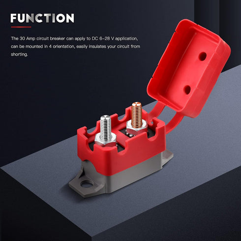 4 Pieces DC 12V - 24V Automatic Reset Circuit Breaker Circuit Breaker with Cover Stud Bolt for Automotive and More (30 Amp)...