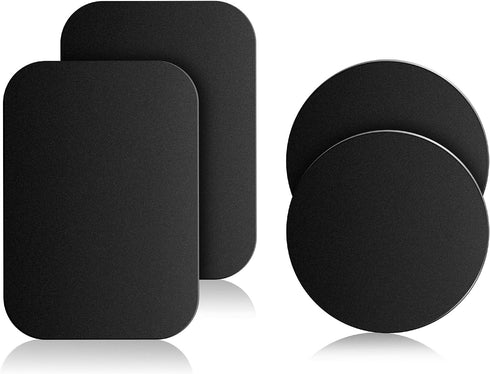 Mount Metal Plate for Cell Phone Magnet Holder Magnetic Car Mount with Strong Adhesive Sticker, 2 Round and 2 Rectangle Black......