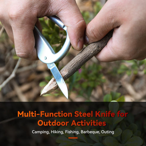 Multitool Carabiner with Pocket Knife, Bottle Opener,Nail file,Small Scissors,EDC Carabiners Keychain with Folding Knives,Auxiliary Tools for Camp...