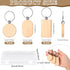 24 Pcs Wooden Keychain Blanks Wood Engraving Blanks Key Chain Unfinished Rectangle Oval Round Wood Key Tag with Plastic Storage Container for DIY ...