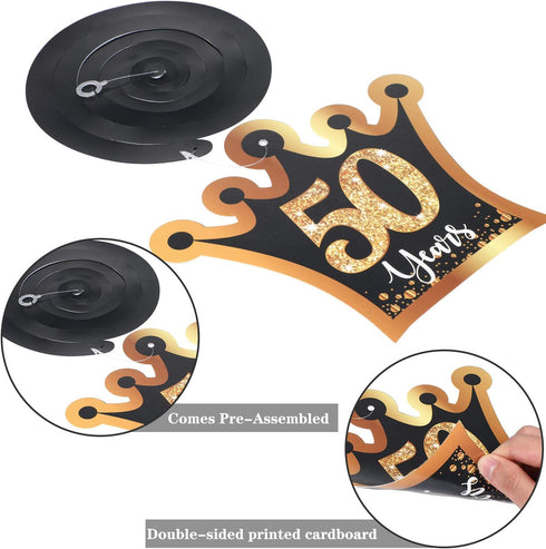 Blulu 50th Birthday Party Foil Hanging Swirls Decorations Ceiling Glitter Celebration 50th Hanging Swirls Cutouts Ornaments for Men Women 50 Years...