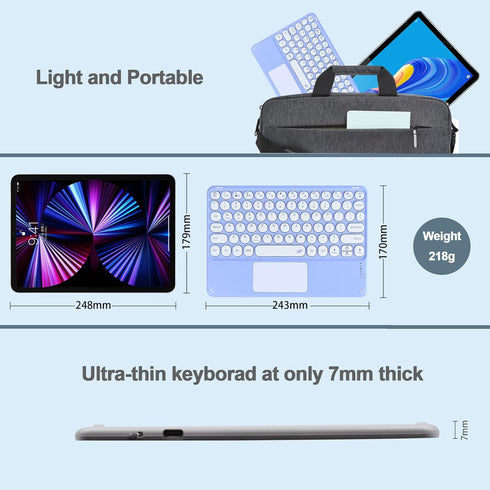 Wireless Keyboard with Touchpad,Ultra-Slim Portable Rechargeable Bluetooth Keyboard,Ipad Keyboard with Trackpad for OS Android Windows Devices(Pur...