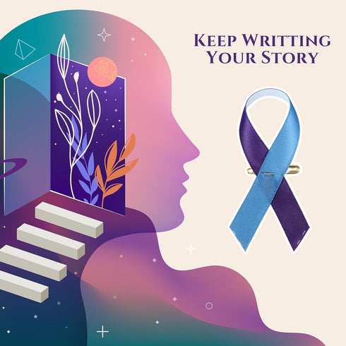 Hanaive 300 Pcs Suicide Prevention Awareness Purple Blue Ribbons Pins Wired Fabric Ribbons with Safety Pins Lapel Pin Satin Ribbon for Charity Pub...