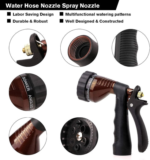 GREEN MOUNT Water Hose Nozzle Spray Nozzle, Metal Garden Hose Nozzle with Adjustable Spray Patterns, Perfect for Watering Plants, Washing Cars...