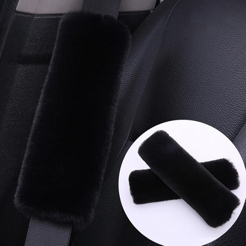 2 PCS Car Seat Belt Protector, 9.8In x 5.1In Imitation Rex Rabbit Fur Soft Shoulder Neck Cover, Backpack Strap Protect Pads, Universal Interior De...