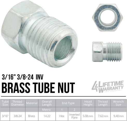 4LIFETIMELINES 12 Piece 3/16 (3/8-24 Inverted) Brake Line Fittings & Unions (12 Fittings, 8 Fittings, 4 Unions)...