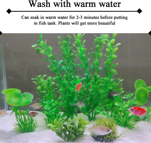 AQUANEAT Fish Tank Plants, Aquarium Plants Plastic, Green Fish Tank Decorations, 10pcs...