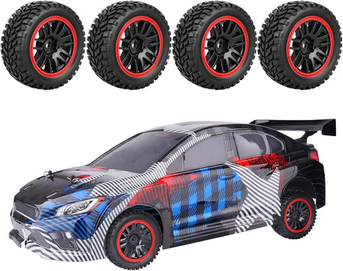 HobbyPark 2.55" Tall 12mm Hex PreGlued 1/10 RC Touring Car Wheels and Tires Set 1.02" 26mm Wide Soft Rubber for Tamiya HPI Traxxas Redcat Kyosho B...