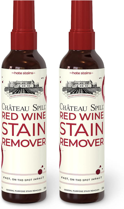 Chateau Spill Red Wine Stain Remover - 4oz 2 Pack Spray Cleaners for Clothes, Tablecloth, Carpet, Upholstery and Laundry - from the makers of Miss...